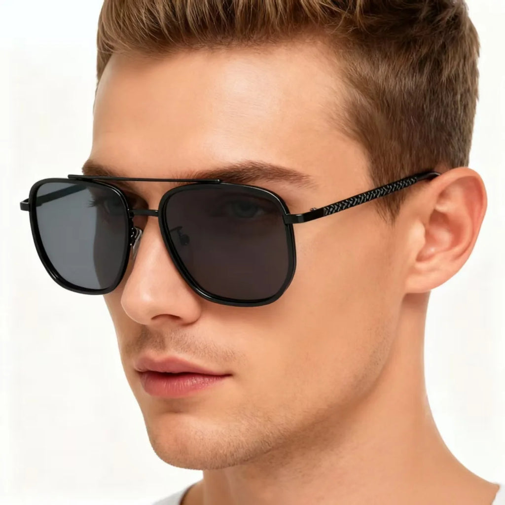 New Square Sunglasses Retro Sun Glasses For Driving Fashionable Double-bar Sun Protection Glasses For Women And Men 2549