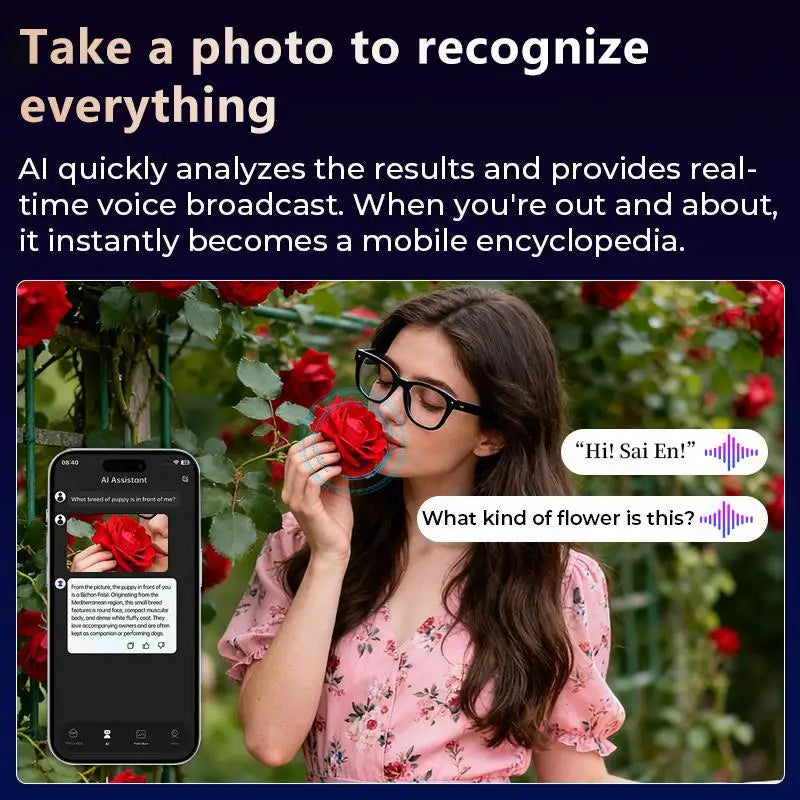 Multifunctional  Smart AI Camera Glasses with 8MP 140+ Languages Real-Time Translation Bluetooth Music 1080P Video Recording
