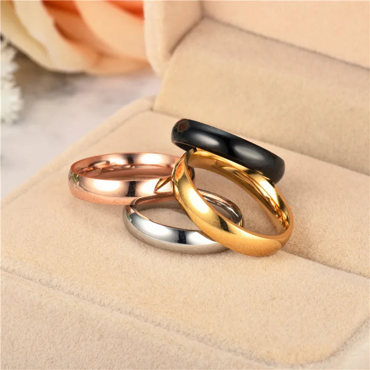 Simple 2mm 4mm 6mm Titanium Ring Women Men Prevent Allergy High Polished Wedding Rings Stainless Steel Couple Finger Jewelry