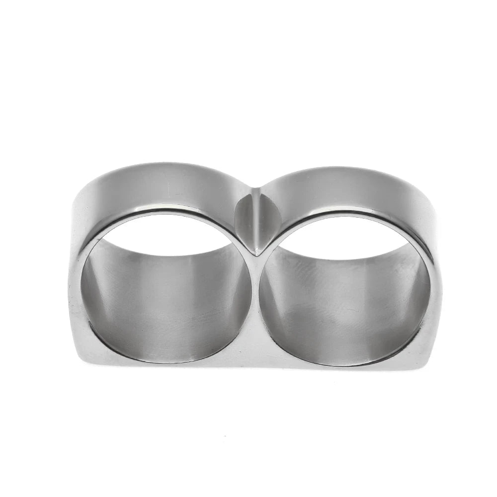 Personality Hip Hop Two Finger Rings Stainless Steel Gold Color Men Punk Biker Rings Women Party Cool Ring Size 10 11 Available