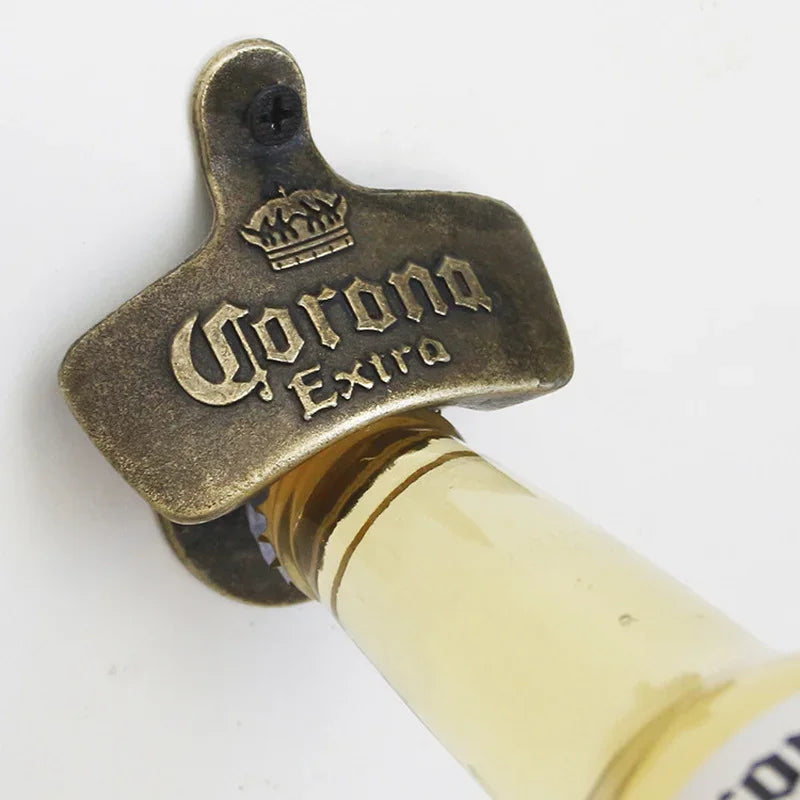 1pc Retro Corona Design Bottle Opener Wall Mounted Hanging Beer Opener DIY Tools Alloy Electroplating Process Bar Wall Decor