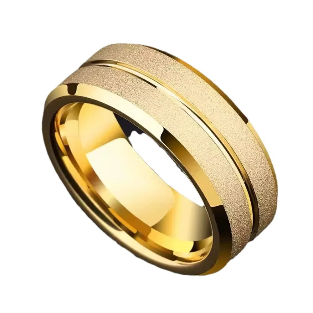 8MM Stainless steel Matte Rings For Women Men Deep Groove Hypotenuse Titanium Steel Ring Couple Fashion Waterproof Jewelry