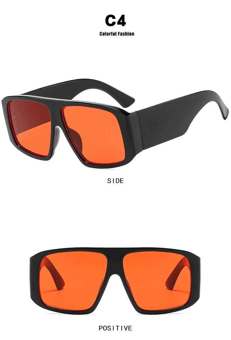 SO&EI Fashion Square Sunglasses Women Clear Gradient Shades UV400 Retro Men Wide Legs Trending Punk Sun Glasses