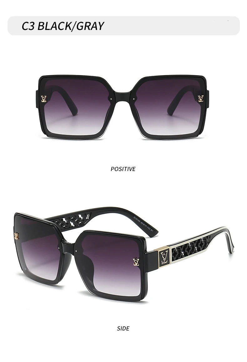 New luxury fashion box sunglasses ladies high sense sunshade sunglasses