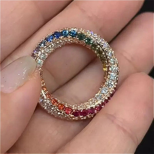 Fashion Sparkling Colored Synthetic Zirconia Twisted Ring for Women Luxury Charm Banquet Wedding Anniversary Jewelry Accessories