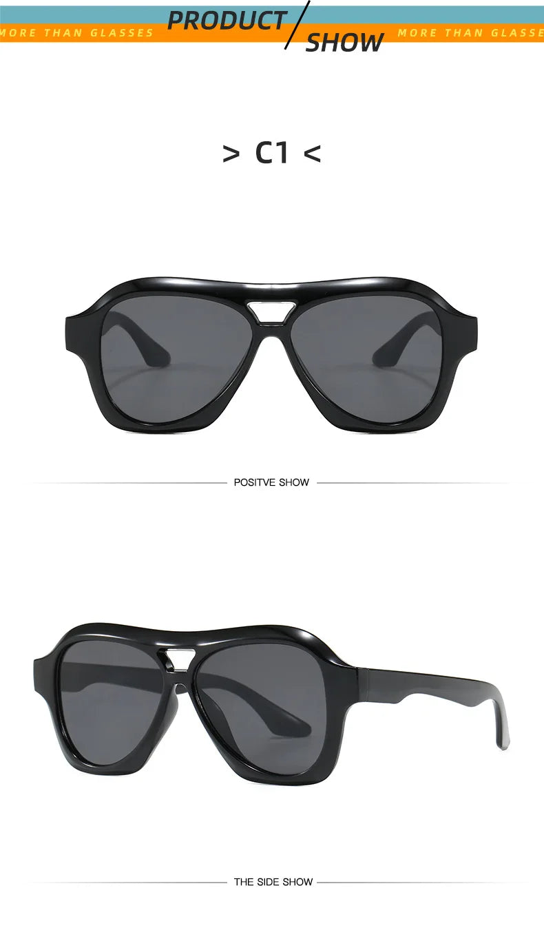 Retro Double Beam Sunglasses Women Brand Designer Glasses New Ins Fashion Personalized Gradient Eyewear Men Eyeglasses UV400
