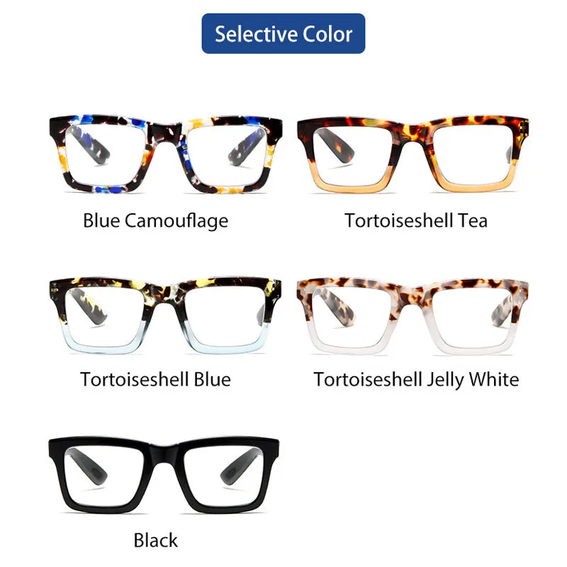 Anti Blue Light Reading Glasses for Man Woman Square Full Frame Retro Design Presbyopia Spectacles Lightweight Comfort Fit