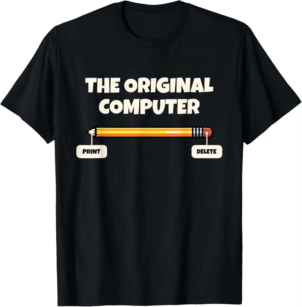 Funny and Satirical Computer Programmer Pencil Pattern T-shirt Print Tshirt Women Clothing Fashion Summer Streetwear Personality
