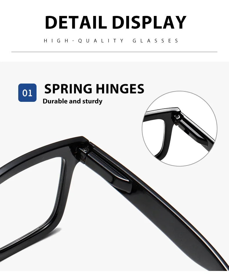 Anti Blue Light Reading Glasses for Man Woman Square Full Frame Retro Design Presbyopia Spectacles Lightweight Comfort Fit
