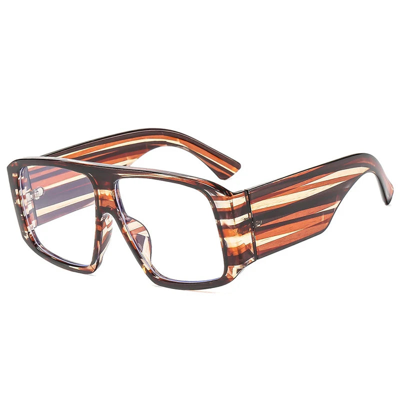SO&EI Fashion Square Sunglasses Women Clear Gradient Shades UV400 Retro Men Wide Legs Trending Punk Sun Glasses