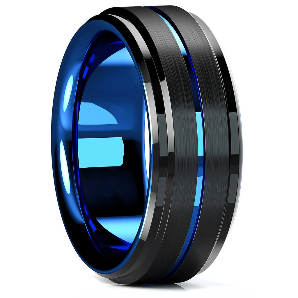 Gold Color Carbon Fiber Inlay Rings For Men, Luxury 8MM Men Gold Color Stainless Steel Rings, Wedding Band Jewelry Drop Shipping