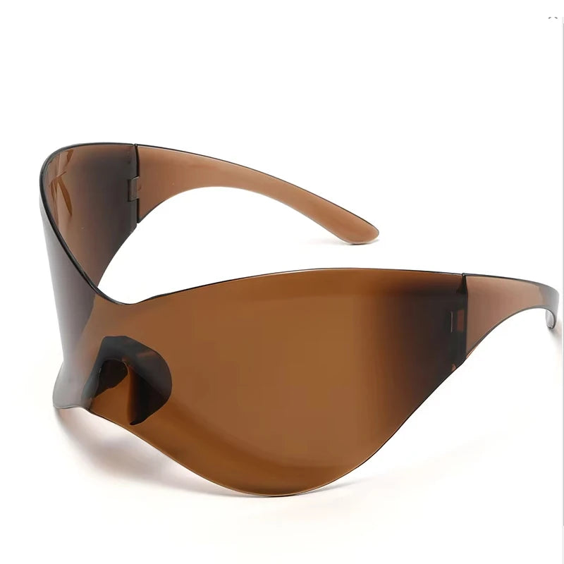 Cycling New Oversized Y2K Punk Rimless Sunglasses Women Men Brand Designer Hip Hop Sport One Piece Sun Glasses Shades Goggles