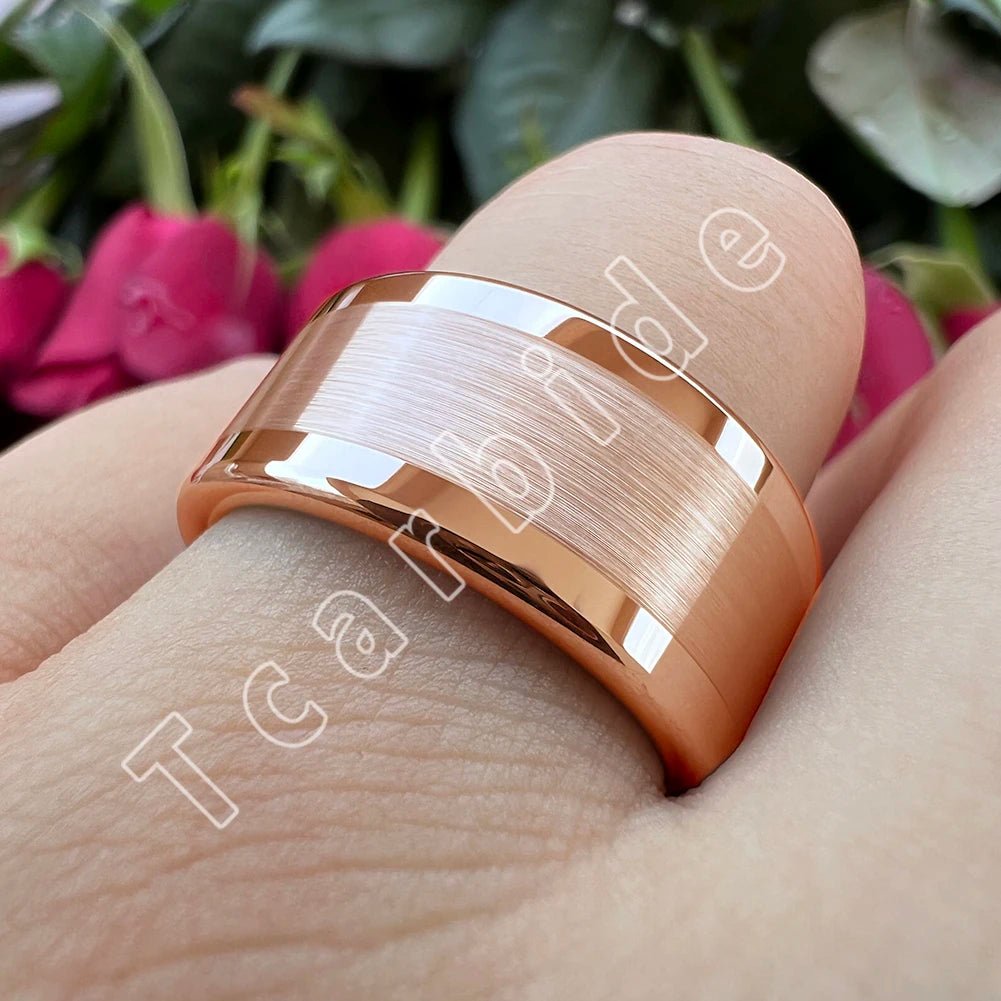 TCarbide 10mm 12mm Mens Big Finger Ring Tungsten Engagement Wedding Band Polished Brushed Multicolor Available Comfort Fit