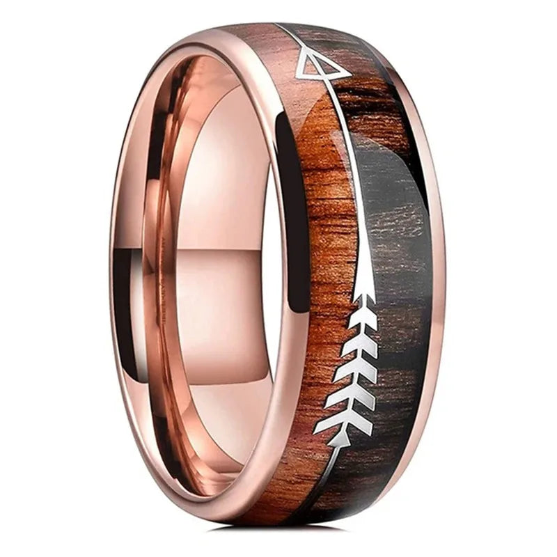 Fashion 8MM Gold Color Men Stainless Steel Ring Pink Abalone Shell Inlay Rings For Men Women Wedding Engagement Jewelry Gift