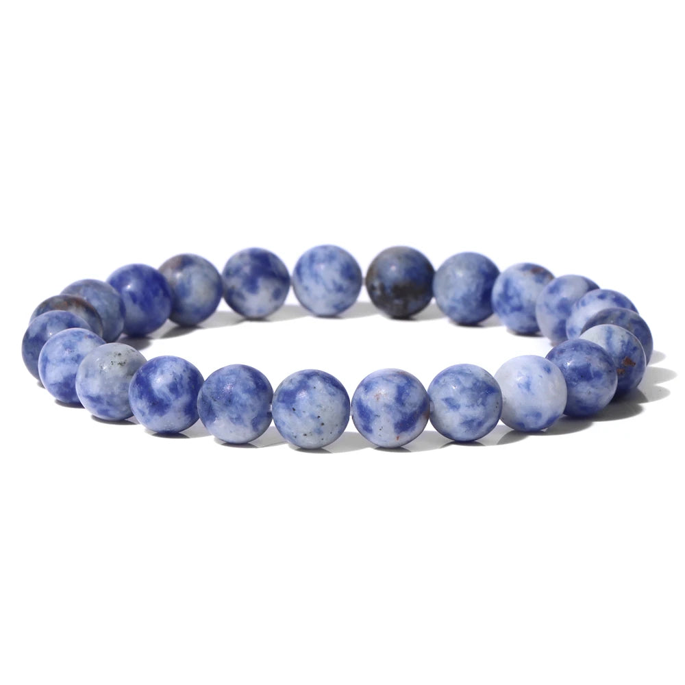 8mm Black White Natural Stone Bracelet Handmade Matte Opal Beaded Bracelets Energy Yoga Male Bracelet for Men Women Jewelry Gift