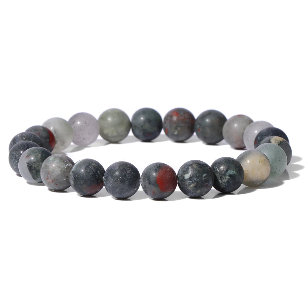 8mm Black White Natural Stone Bracelet Handmade Matte Opal Beaded Bracelets Energy Yoga Male Bracelet for Men Women Jewelry Gift