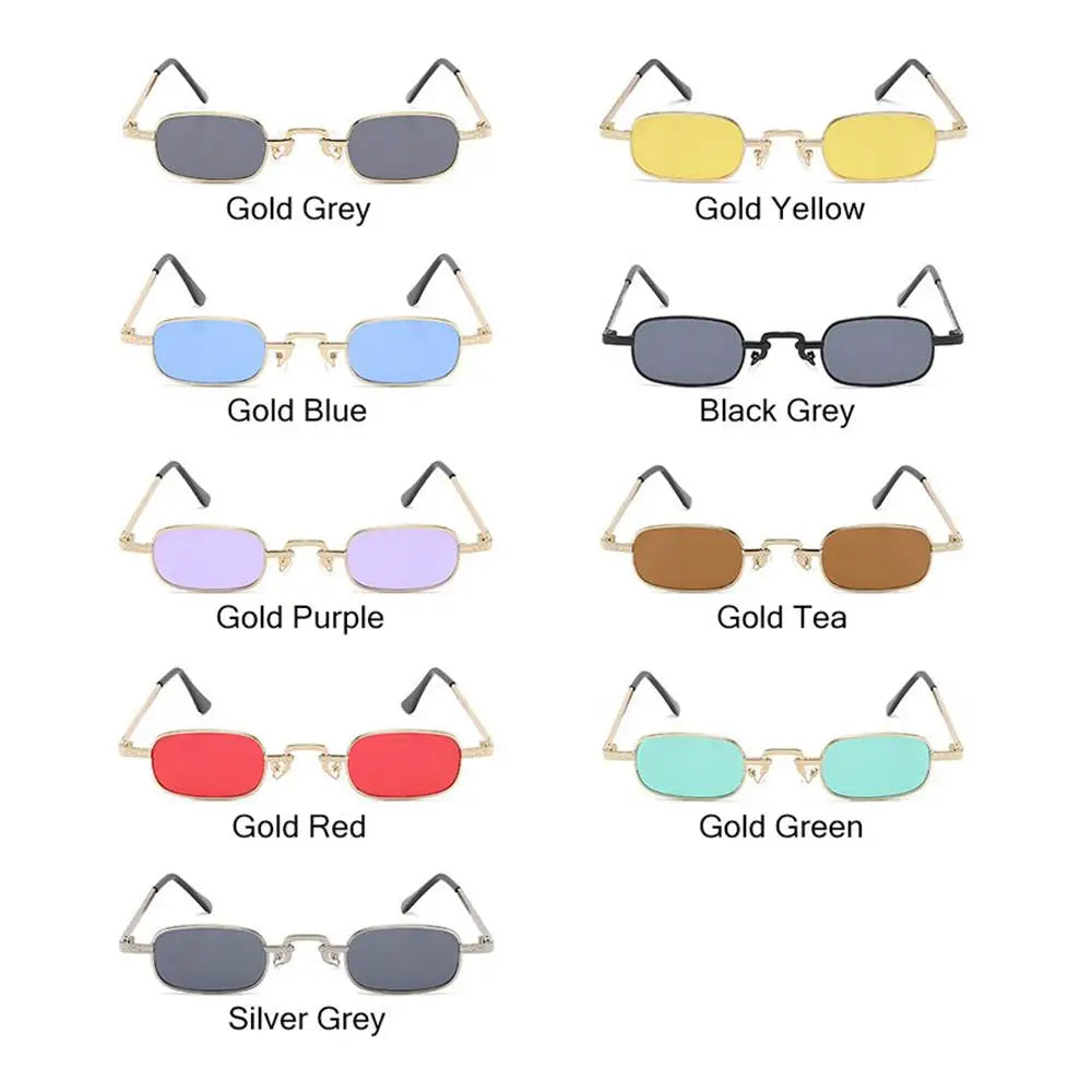 Retro Rectangle Sunglasses Women Brand Designer Small Metal Frame Square Punk Sun Glasses Men Fashion Vintage Oculos De Sol