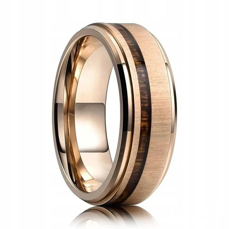 Fashion 8MM Gold Color Men Stainless Steel Ring Pink Abalone Shell Inlay Rings For Men Women Wedding Engagement Jewelry Gift