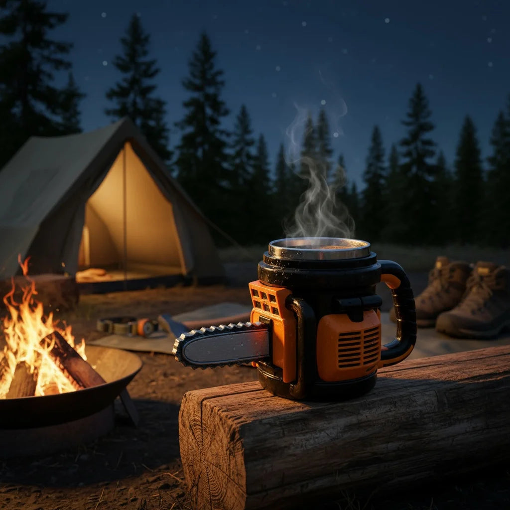Chainsaw Shaped Resin Coffee Mug with Stainless Steel Liner,Novelty Chainsaw Coffee Cup, Unique Funny Tool Mug for Coffee