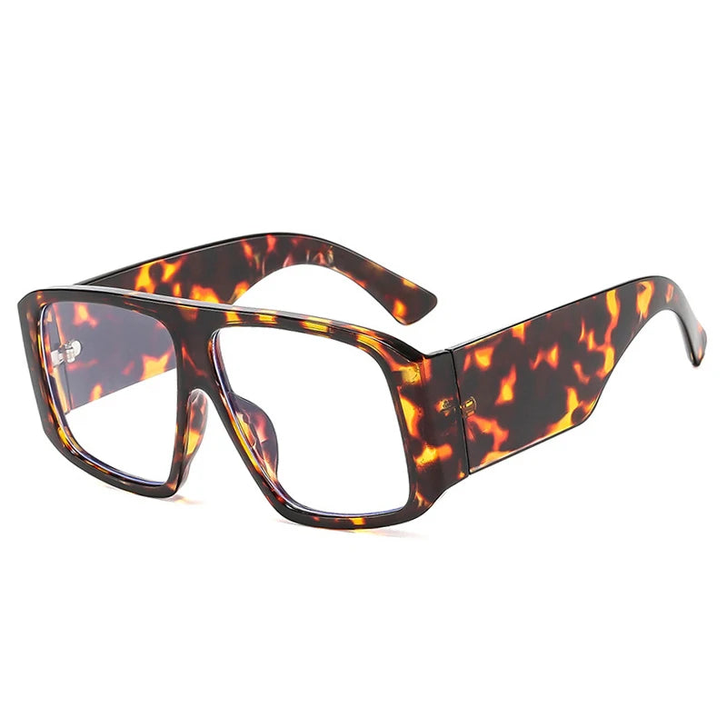 SO&EI Fashion Square Sunglasses Women Clear Gradient Shades UV400 Retro Men Wide Legs Trending Punk Sun Glasses