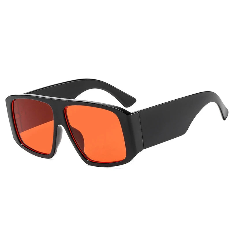 SO&EI Fashion Square Sunglasses Women Clear Gradient Shades UV400 Retro Men Wide Legs Trending Punk Sun Glasses