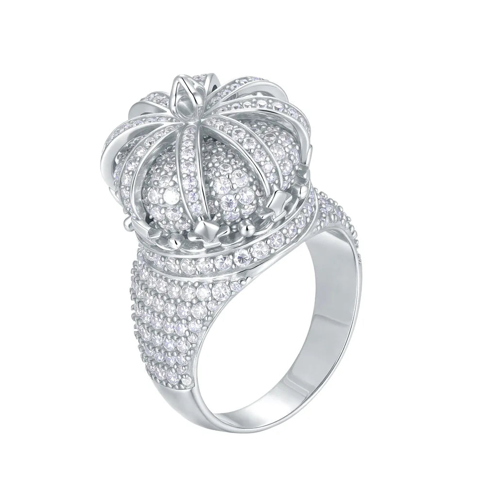 Real All Moissanite Diamond Crown Rings for Men Women Hip Hop Full Moissanite Finger Ring Plate 18k Fine Jewelry