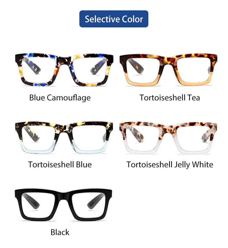 Anti Blue Light Reading Glasses for Man Woman Square Full Frame Retro Design Presbyopia Spectacles Lightweight Comfort Fit
