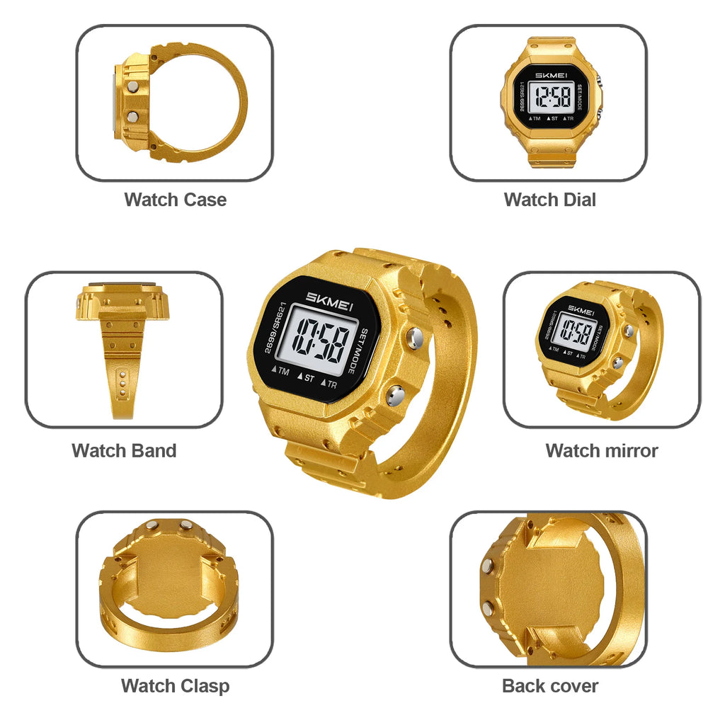 SKMEI 2699 Fashion Women Rings Finger Watches Chronograph LED Party Digital Plastic Watches Lady Rings Jewelry Gift