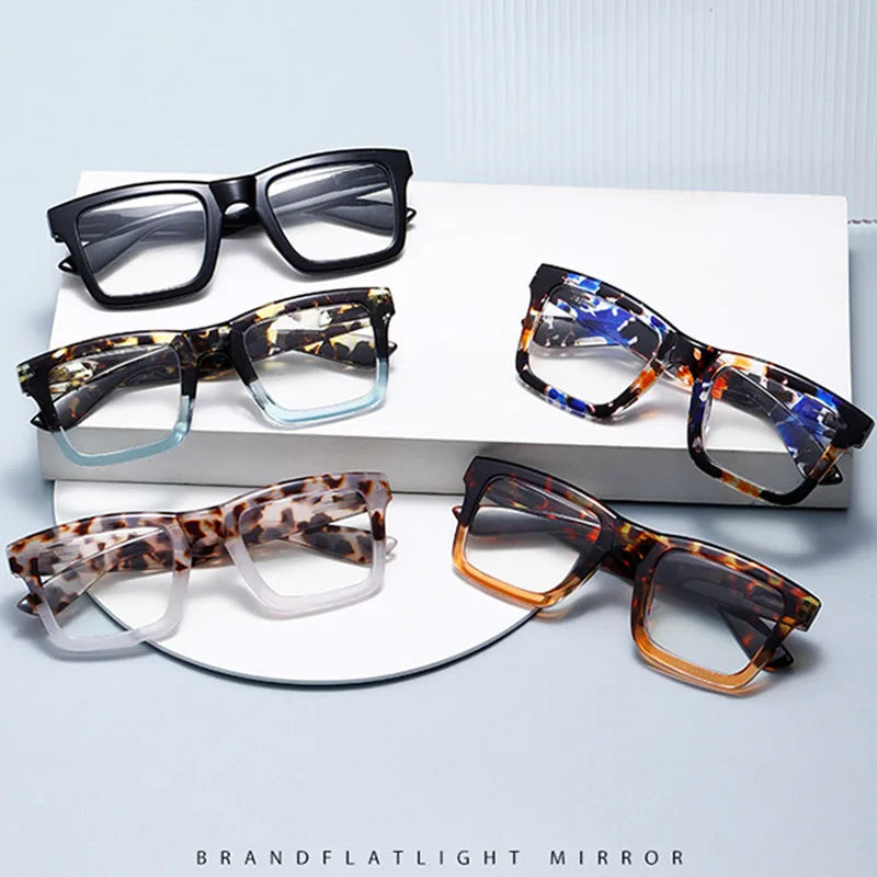 Anti Blue Light Reading Glasses for Man Woman Square Full Frame Retro Design Presbyopia Spectacles Lightweight Comfort Fit