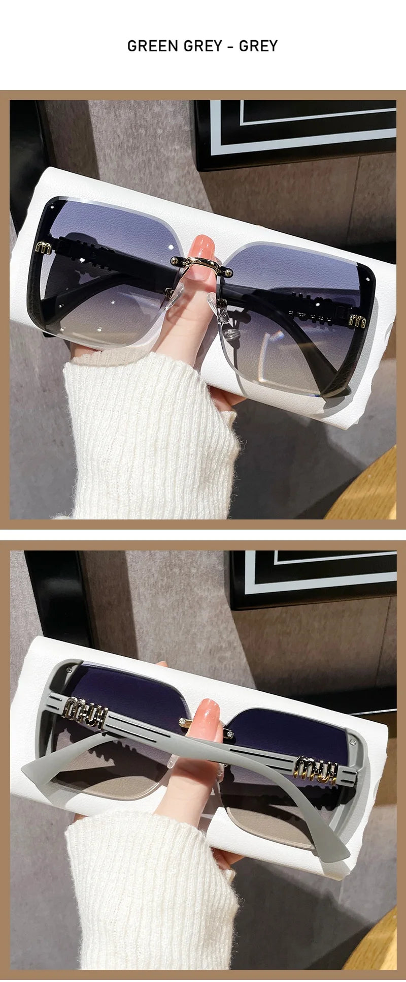 QVQV Luxury Designer Square Sunglasses Women High Quality Letters Sun Glasses Ladies Vintage Trendy Driving Eyewear Gafas De Sol