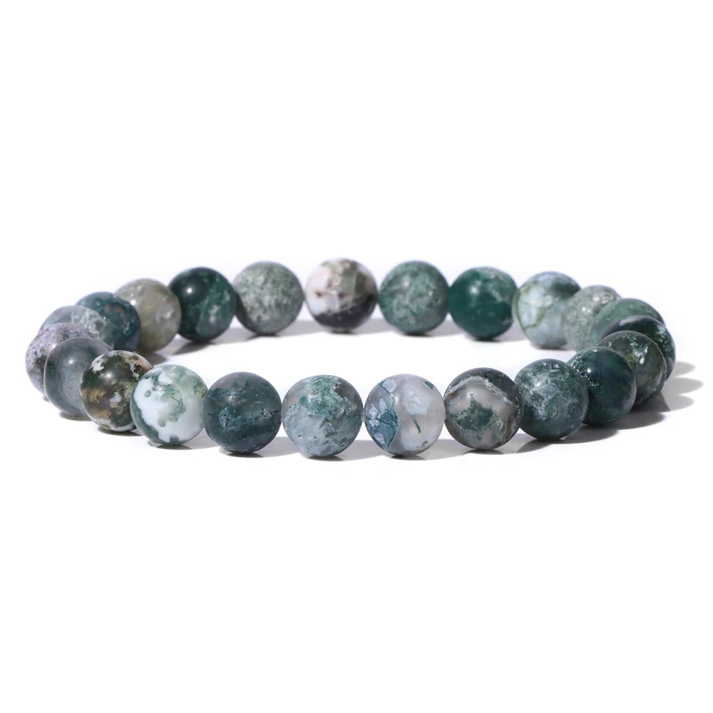 8mm Black White Natural Stone Bracelet Handmade Matte Opal Beaded Bracelets Energy Yoga Male Bracelet for Men Women Jewelry Gift