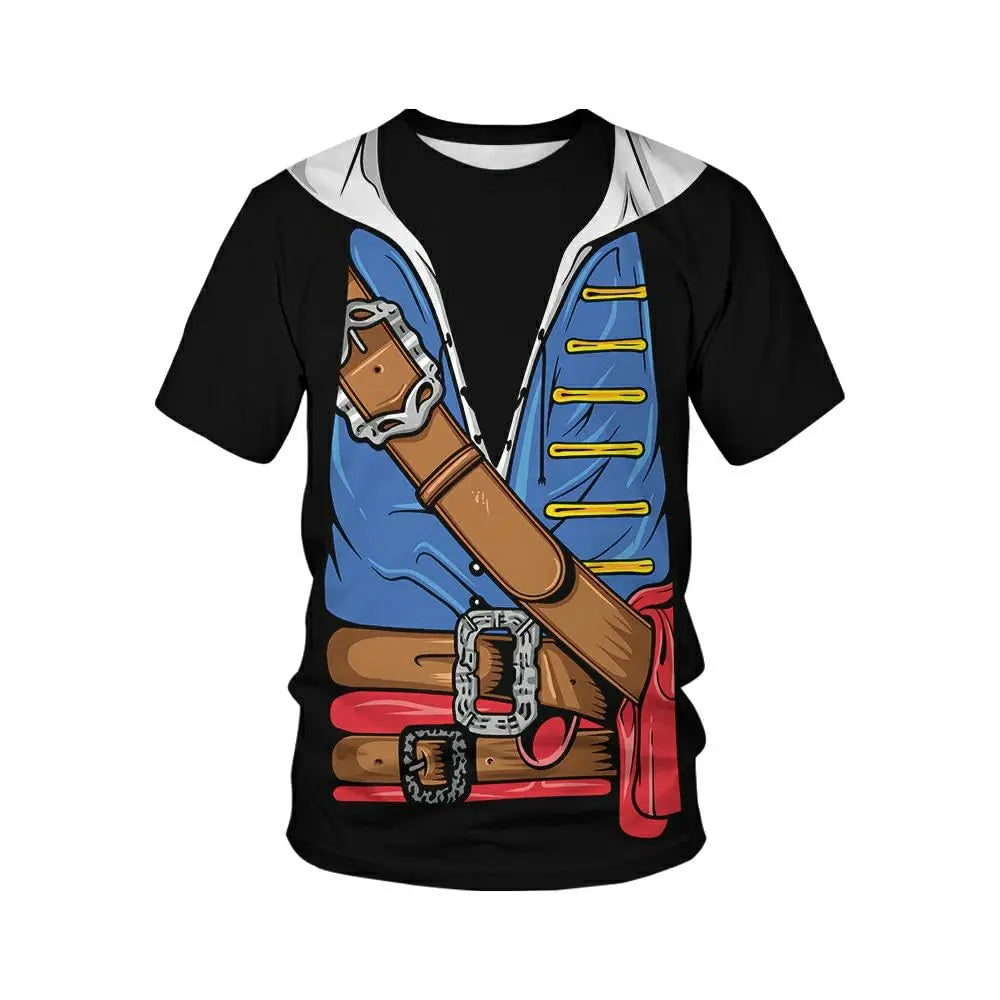 3D Printed Mens Costume Funny T-Shirts Novelty Graphics Short Sleeve Casual Tee Shirt Summer Round Neck Oversized Tshirt Foe Men
