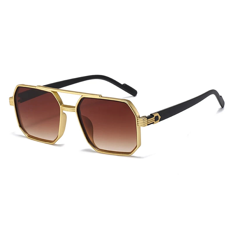 Hiking New Fashion Double Beam Polygonal Anti Light Glasses Retro Personalized Trendy Large Frame Eyewear European and American