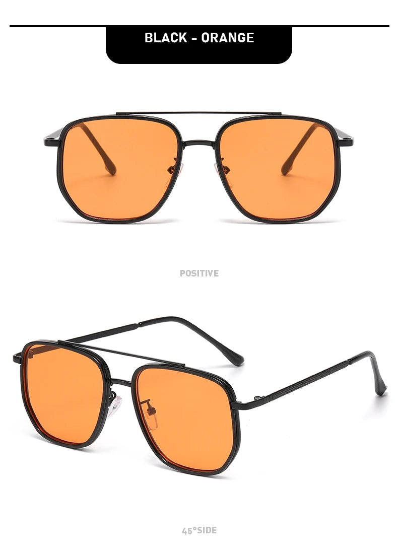 New Square Sunglasses Retro Sun Glasses For Driving Fashionable Double-bar Sun Protection Glasses For Women And Men 2549