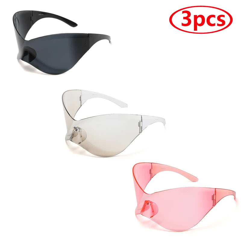 Cycling New Oversized Y2K Punk Rimless Sunglasses Women Men Brand Designer Hip Hop Sport One Piece Sun Glasses Shades Goggles