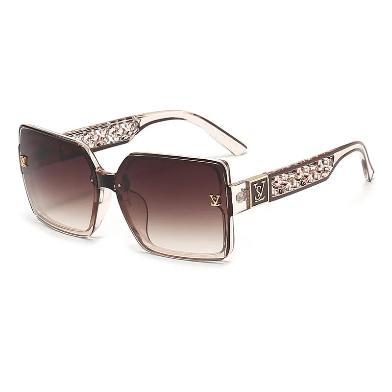 New luxury fashion box sunglasses ladies high sense sunshade sunglasses