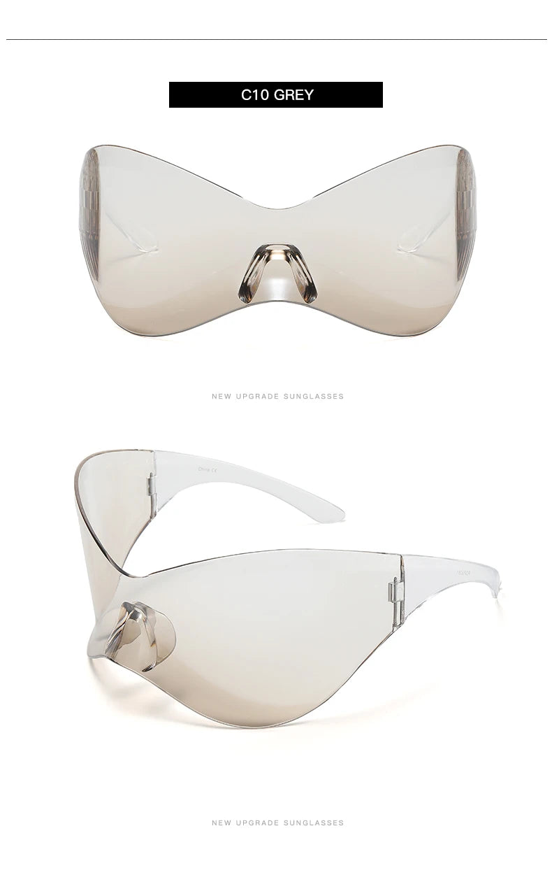 Cycling New Oversized Y2K Punk Rimless Sunglasses Women Men Brand Designer Hip Hop Sport One Piece Sun Glasses Shades Goggles