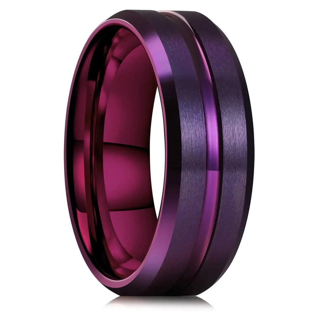 Gold Color Carbon Fiber Inlay Rings For Men, Luxury 8MM Men Gold Color Stainless Steel Rings, Wedding Band Jewelry Drop Shipping