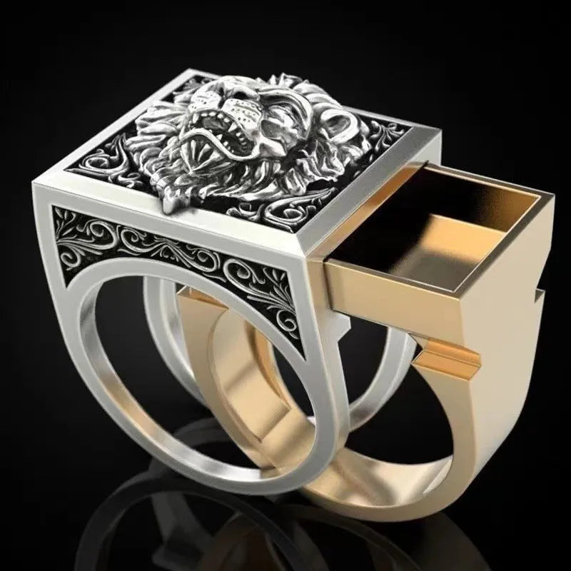 Hot Selling Lion Two-Piece Ring, Retro Creative Fashion Ring for Men