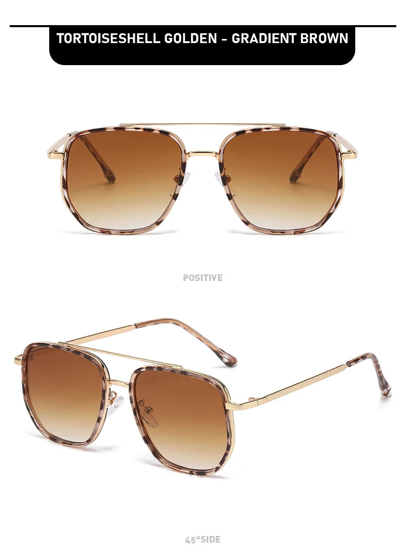 New Square Sunglasses Retro Sun Glasses For Driving Fashionable Double-bar Sun Protection Glasses For Women And Men 2549