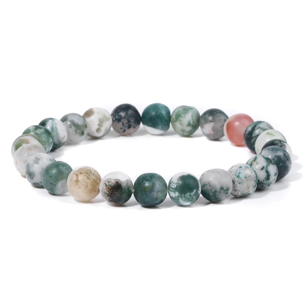 8mm Black White Natural Stone Bracelet Handmade Matte Opal Beaded Bracelets Energy Yoga Male Bracelet for Men Women Jewelry Gift