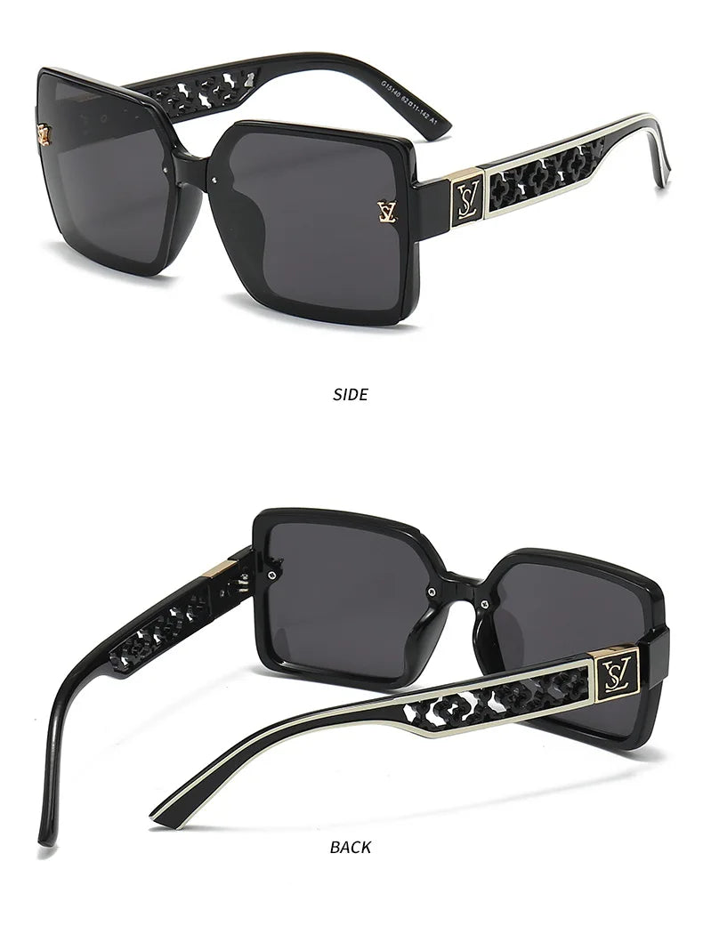 New luxury fashion box sunglasses ladies high sense sunshade sunglasses