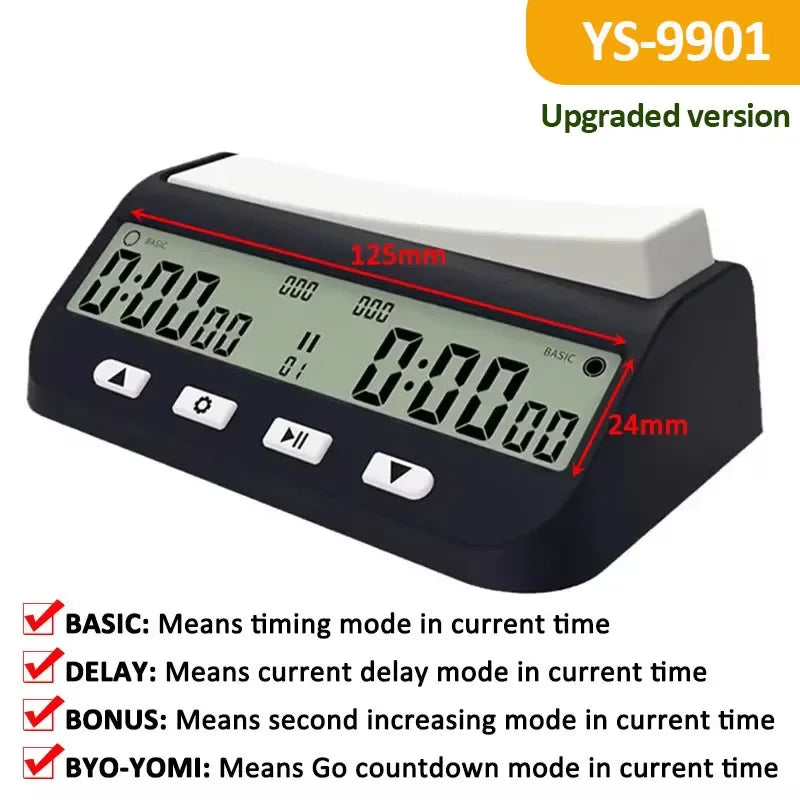 YS9901/YS902 Multipurpose Portable Professional Chess Clock Digital Chess Timer Game Timer Count Up/Down Precise Game Stopwatch