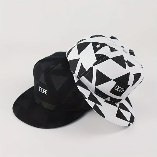 1PC DOPE fabric triangle block print street dance hip-hop hat trend flat edge baseball hat men's and women's