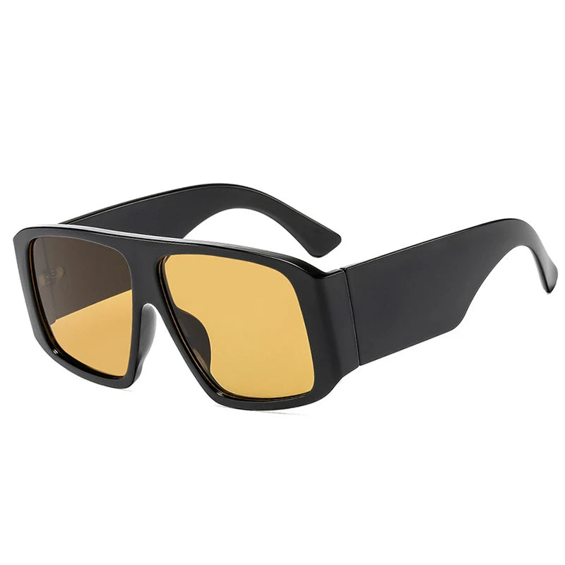 SO&EI Fashion Square Sunglasses Women Clear Gradient Shades UV400 Retro Men Wide Legs Trending Punk Sun Glasses