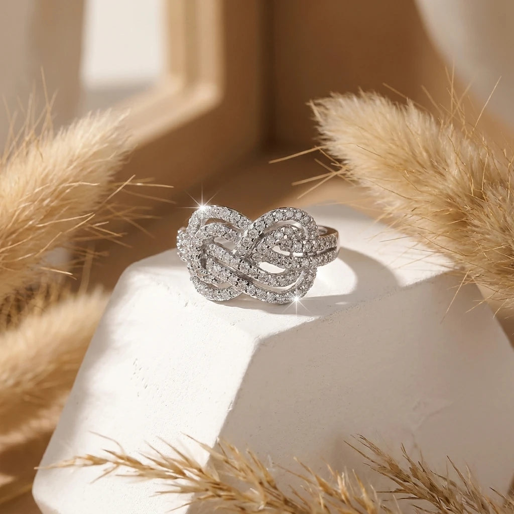 Creative Cross Knotting Design Rings For Women Fashion Sparkling CZ Zircon Geometric Finger Ring Party Dating Statement Jewelry