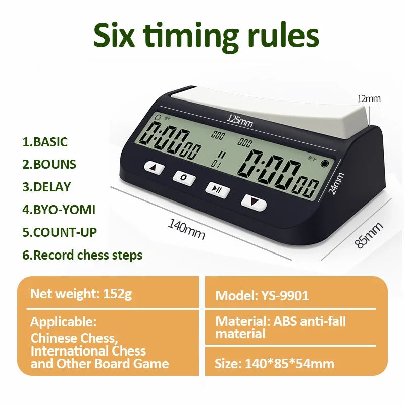 YS9901/YS902 Multipurpose Portable Professional Chess Clock Digital Chess Timer Game Timer Count Up/Down Precise Game Stopwatch