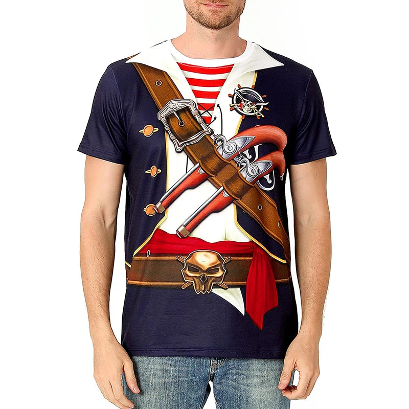 3D Printed Mens Costume Funny T-Shirts Novelty Graphics Short Sleeve Casual Tee Shirt Summer Round Neck Oversized Tshirt Foe Men