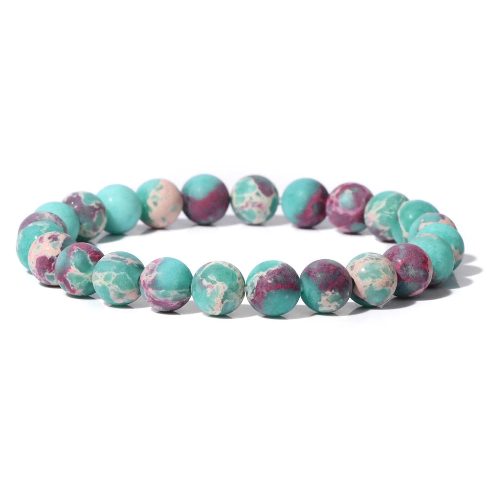 8mm Black White Natural Stone Bracelet Handmade Matte Opal Beaded Bracelets Energy Yoga Male Bracelet for Men Women Jewelry Gift