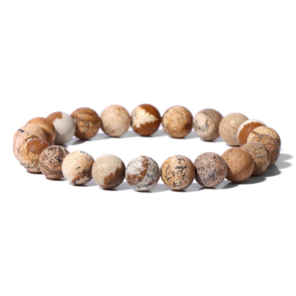 8mm Black White Natural Stone Bracelet Handmade Matte Opal Beaded Bracelets Energy Yoga Male Bracelet for Men Women Jewelry Gift